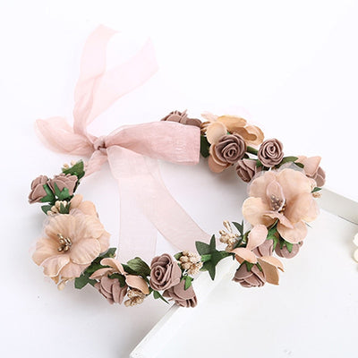 Femmes mariage fleur cheveux guirlande couronne bandeau couronne florale bandeau en plastique tissu 50cm x 6cm