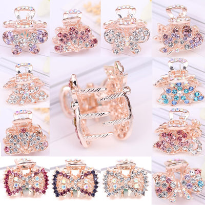 Hot Sale Flying Buterfly Hairpins Flowers 1PC Crown Peacock Crtstal Barrette Zircon Hair Accessories Bowknot Candy Colors