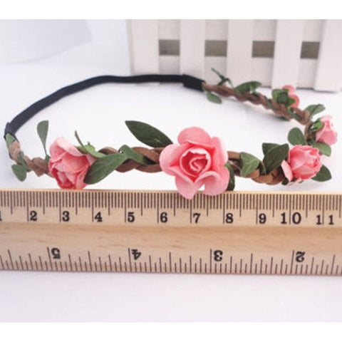 Bohemian Flower Crown Wedding Garland Forehead Hair Head Band Wreath