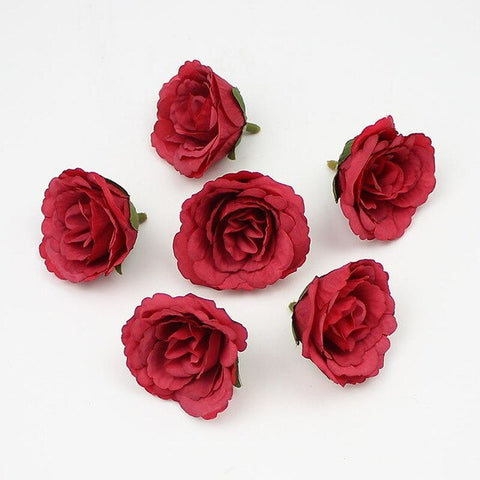 HUADODO 10Pcs 4cm Rose Flower Heads Silk Artificial Flower Fake flowers for Home Wreath DIY garland Floral Wedding Decoration