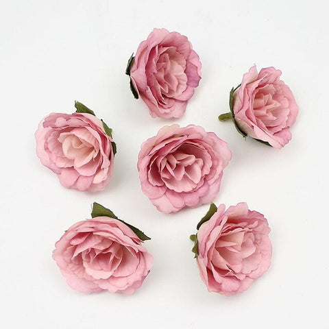 HUADODO 10Pcs 4cm Rose Flower Heads Silk Artificial Flower Fake flowers for Home Wreath DIY garland Floral Wedding Decoration