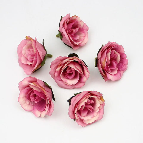 HUADODO 10Pcs 4cm Rose Flower Heads Silk Artificial Flower Fake flowers for Home Wreath DIY garland Floral Wedding Decoration