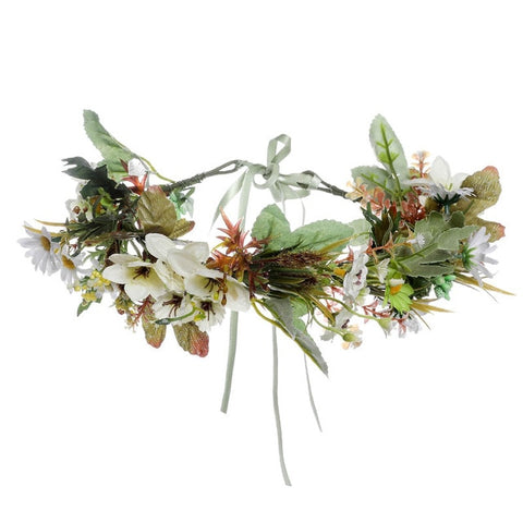 Haimekang Women Wedding Floral Crown Head Band Floral Head Wreath Flower Headband Bridesmaid Bridal Garland Forehead Hair Band
