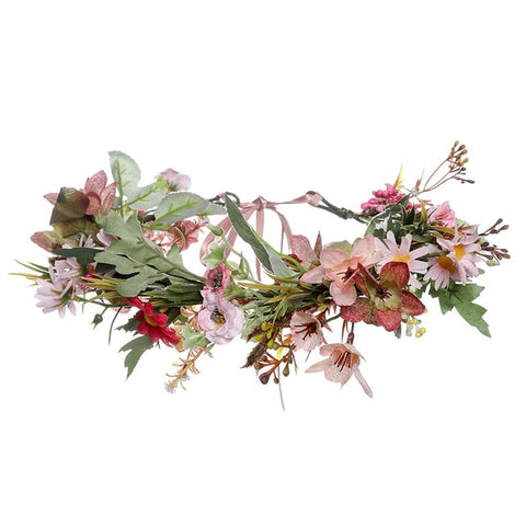 Haimekang Women Wedding Floral Crown Head Band Floral Head Wreath Flower Headband Bridesmaid Bridal Garland Forehead Hair Band