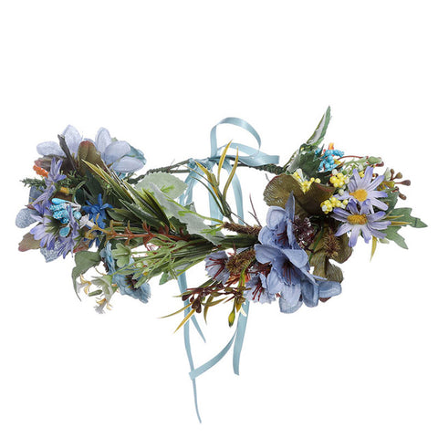 Haimekang Women Wedding Floral Crown Head Band Floral Head Wreath Flower Headband Bridesmaid Bridal Garland Forehead Hair Band