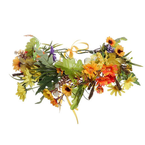 Haimekang Women Wedding Floral Crown Head Band Floral Head Wreath Flower Headband Bridesmaid Bridal Garland Forehead Hair Band