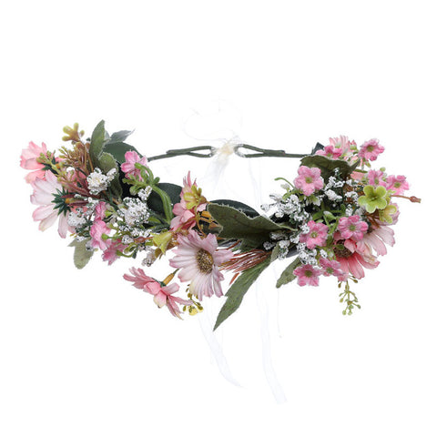 Haimekang Women Wedding Floral Crown Head Band Floral Head Wreath Flower Headband Bridesmaid Bridal Garland Forehead Hair Band