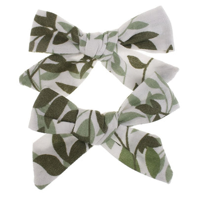 2PCS Flower Print Bows Hair Clips for Girls Solid Color Floral Cotton Hair Bows Fashion Hairpins Barrettes Kids Hair Accessories
