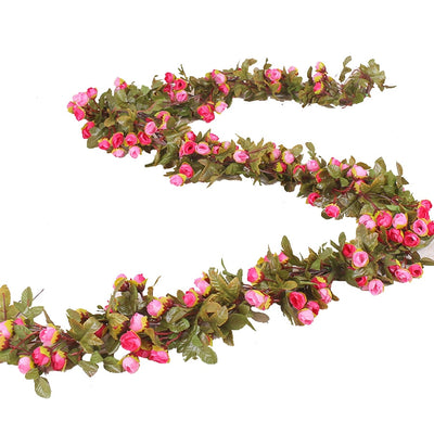 Silk Rose Artificial Flowers Vine Garland Fake Ivy Arch Hanging Decorative Wedding Home Wall Rattan Plants Leaves Decoration