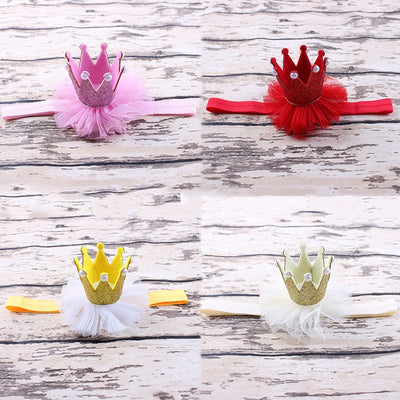 Girls Hairbands Head Accessories Baby Princess Queen Rhinestone Tiara Headbands Hair Band Children Elastic Flower Crown Headwear