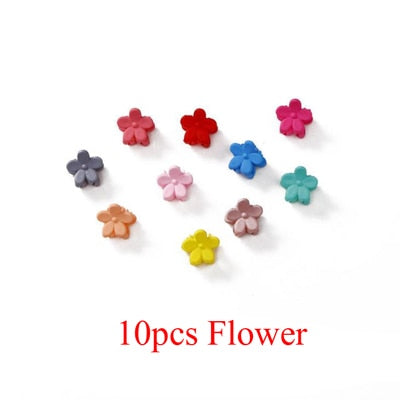 10-100 Pcs/Box Children Cartoon Hair Accessories Colorful Flower Hair Claw Mini Hairpins Girls Rabbit Crown Hair Clips Headdress