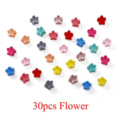 10-100 Pcs/Box Children Cartoon Hair Accessories Colorful Flower Hair Claw Mini Hairpins Girls Rabbit Crown Hair Clips Headdress