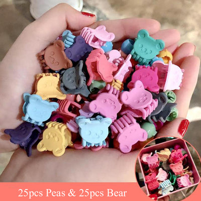 10-100 Pcs/Box Children Cartoon Hair Accessories Colorful Flower Hair Claw Mini Hairpins Girls Rabbit Crown Hair Clips Headdress