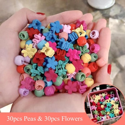 10-100 Pcs/Box Children Cartoon Hair Accessories Colorful Flower Hair Claw Mini Hairpins Girls Rabbit Crown Hair Clips Headdress