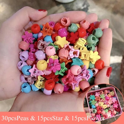 10-100 Pcs/Box Children Cartoon Hair Accessories Colorful Flower Hair Claw Mini Hairpins Girls Rabbit Crown Hair Clips Headdress