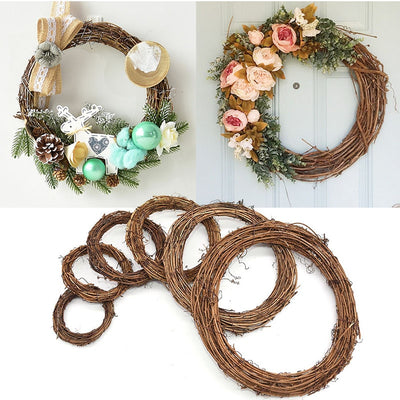 Wedding Decoration Wreath Natural Rattan Wreath Garland DIY Crafts Decor For Home Door Grand Tree Christmas Gift Party Ornament