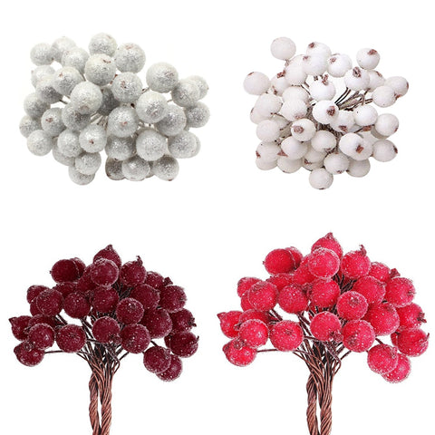 Decorative Mini Christmas Frosted Artificial Berry Vivid Red Holly Berry Holly Berries Home Garland New Beautiful