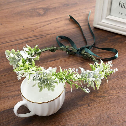 LEVAO Adjustable Floral Wreath Headband Artificial Leaf Flower Crown Head Band Hairbands for Women Boho Bride Wedding Headdress