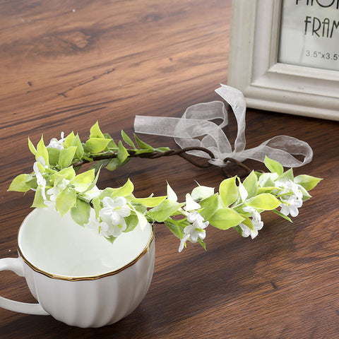 LEVAO Adjustable Floral Wreath Headband Artificial Leaf Flower Crown Head Band Hairbands for Women Boho Bride Wedding Headdress