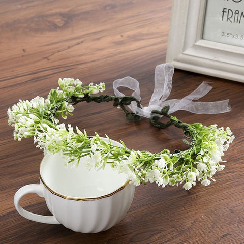 LEVAO Adjustable Floral Wreath Headband Artificial Leaf Flower Crown Head Band Hairbands for Women Boho Bride Wedding Headdress