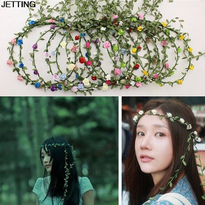 Tassel Shaped Flower Headband Bohemian Floral Crown Wedding Garland Forehead Hair Head Band Beach Wreath