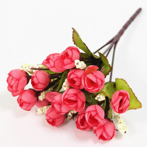 Flone Flower Artificial Flower Mini Rose Simulation Rose Home Spring Decoration Wedding Flower Car Garland DIY Decor Accessories