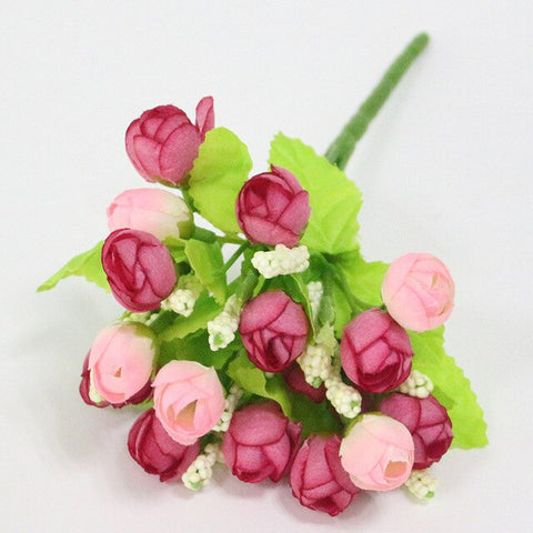 Flone Flower Artificial Flower Mini Rose Simulation Rose Home Spring Decoration Wedding Flower Car Garland DIY Decor Accessories