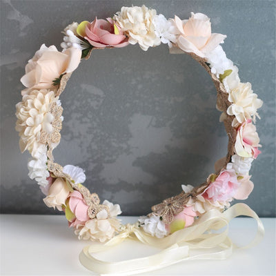 Beach Holiday Hair Wreath Crown Wedding Bridal Hair Accessories Headwear with A Flower Headband For Women Photography Romantic