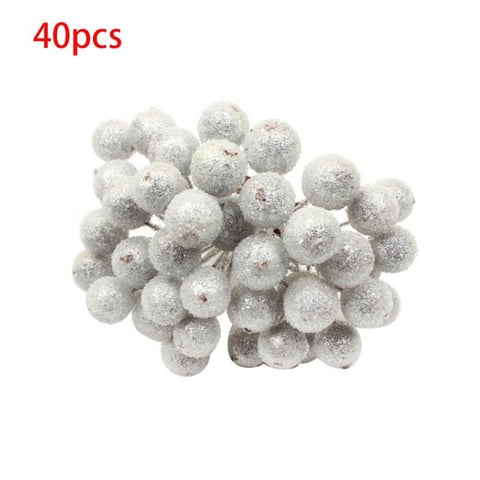 40/100pcs Decorative Mini Christmas Frosted Artificial Berry Vivid Red Holly Berry Holly Berries Home Garland New Beautiful