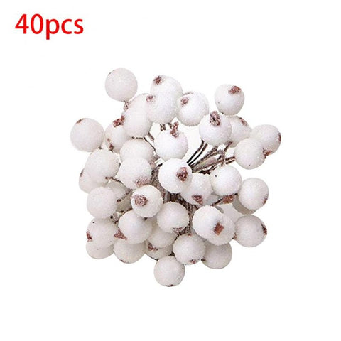 40/100pcs Decorative Mini Christmas Frosted Artificial Berry Vivid Red Holly Berry Holly Berries Home Garland New Beautiful