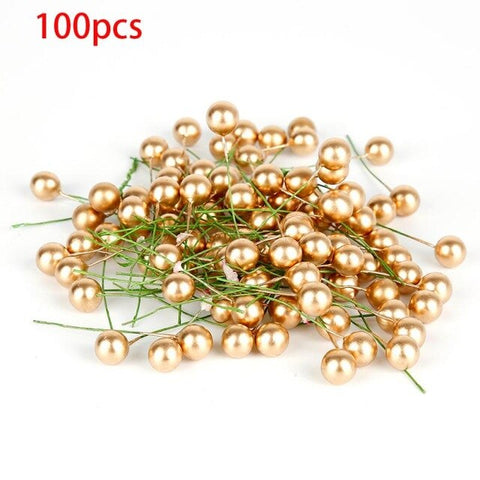 40/100pcs Decorative Mini Christmas Frosted Artificial Berry Vivid Red Holly Berry Holly Berries Home Garland New Beautiful