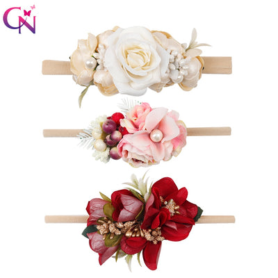 CN Hair Accessories Baby Flowers Headband Soft Nylon Headband Artificia Flower Crown Hair Band for Girls Kid