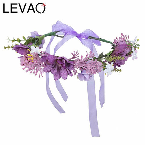 LEVAO New Spring Autumn Fashion Women Lady Girls Wedding Flower Wreath Crown Headband Floral Garlands Hair Band Hair Accessories