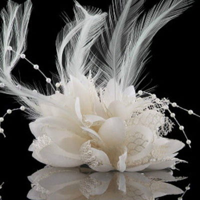 Hot Women Ladies Flower Feather Bead Corsage Hair Clips Fascinator Bridal Hairband Brooch Pin S3