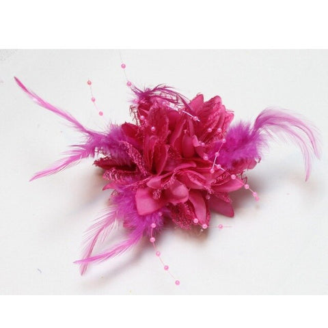 Hot Women Ladies Flower Feather Bead Corsage Hair Clips Fascinator Bridal Hairband Brooch Pin S3