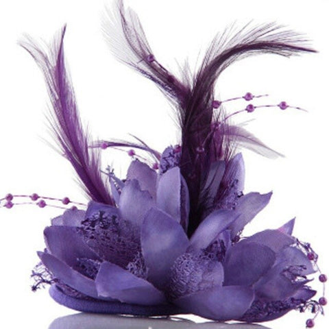 Hot Women Ladies Flower Feather Bead Corsage Hair Clips Fascinator Bridal Hairband Brooch Pin S3