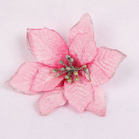 5/10Pcs Christmas Flowers Glitter Artificial Flowers For Christmas Tree Garland DIY Xmas Ornament Home New Year Party Decoration