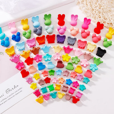 10 Pcs Girls Flower Hair Accessories Cute Rabbit Cat Hair Gripper Kawaii Candy Color Mini Crabs Hair Claws Crown Heart Hairpins