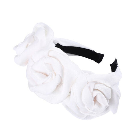 MOLANS Triple Rosette Faille Headband New Winter Rose Flower Bow-knot Wide Headband Solid Silk Flower Crown Hair Hoop for Women