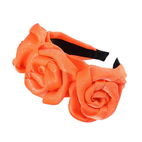 MOLANS Triple Rosette Faille Headband New Winter Rose Flower Bow-knot Wide Headband Solid Silk Flower Crown Hair Hoop for Women