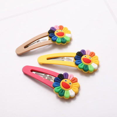 Cute Smile Hair Clips Children Sun Flower Girls Scunchies Lovely Hair Accessories Barrettes For Hair Style Tool