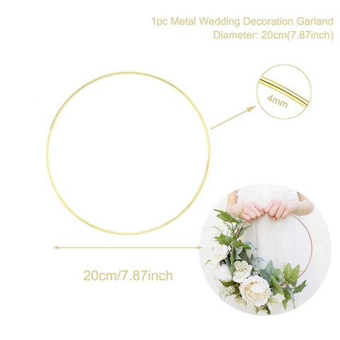 Metal Ring Wreath With Artificial Flowers DIY Bridesmaid Handheld Flower Garland Wedding Party Favors Door Hanging Wedding Decor