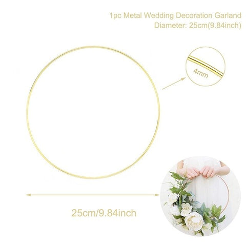 Metal Ring Wreath With Artificial Flowers DIY Bridesmaid Handheld Flower Garland Wedding Party Favors Door Hanging Wedding Decor