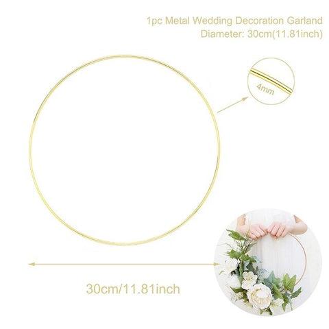 Metal Ring Wreath With Artificial Flowers DIY Bridesmaid Handheld Flower Garland Wedding Party Favors Door Hanging Wedding Decor