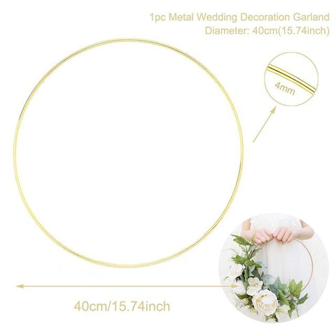 Metal Ring Wreath With Artificial Flowers DIY Bridesmaid Handheld Flower Garland Wedding Party Favors Door Hanging Wedding Decor