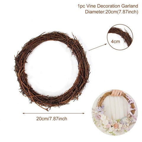 Metal Ring Wreath With Artificial Flowers DIY Bridesmaid Handheld Flower Garland Wedding Party Favors Door Hanging Wedding Decor