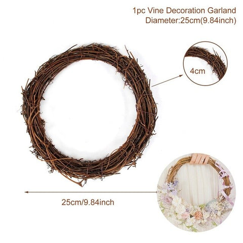 Metal Ring Wreath With Artificial Flowers DIY Bridesmaid Handheld Flower Garland Wedding Party Favors Door Hanging Wedding Decor