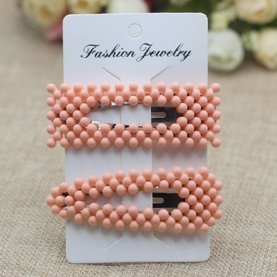 Fashion Pearl Imitation Beads Hair Clip Barrette Colorful Pearl Flower Stick Hairpin For Girls Hair Styling Accessories