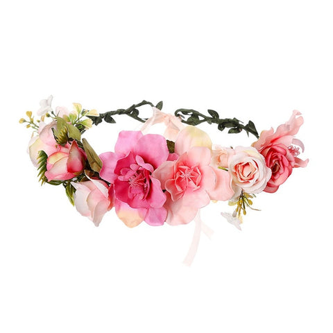 LEVAO Lady Wedding Bride Corolla Head Wreath Holiday Hair Ornament Fabric Flower Crown Hair Accessories Headband Flower Hairband