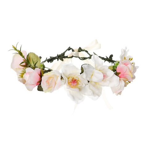 LEVAO Lady Wedding Bride Corolla Head Wreath Holiday Hair Ornament Fabric Flower Crown Hair Accessories Headband Flower Hairband